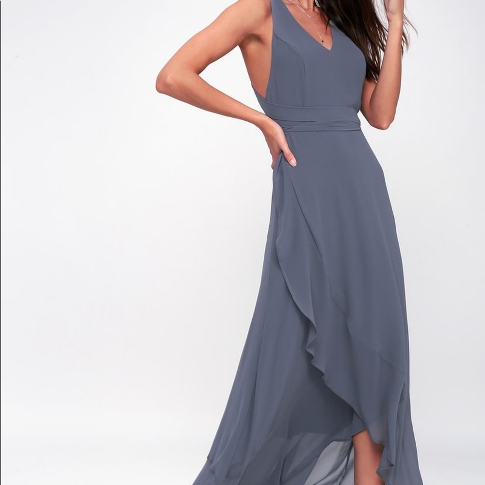 Wrap of Luxury Denim Convertibl HighLow Maxi Dress
